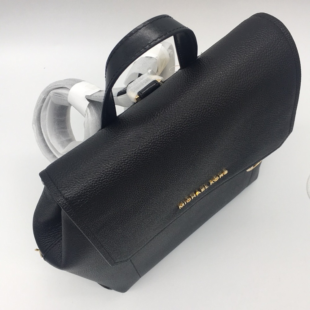 MICHAEL KORS HAYES MEDIUM BACKPACK BLACK LEATHER - Picture 9 of 16